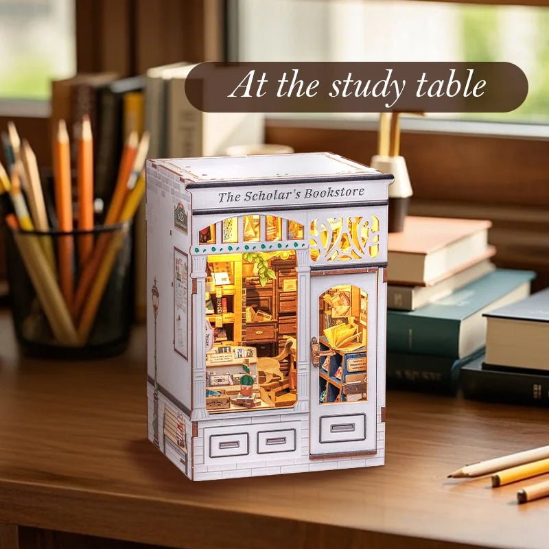 The Scholor's Bookstore DIY Book Nook Kit by HiNooki – Miniature Bookshelf Insert | Book Lovers Gift, Cozy Home Decor.