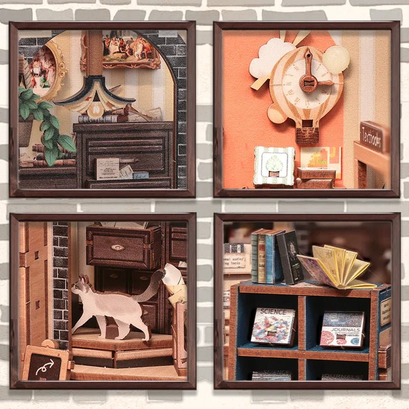 The Scholor's Bookstore DIY Book Nook Kit by HiNooki – Miniature Bookshelf Insert | Book Lovers Gift, Cozy Home Decor.
