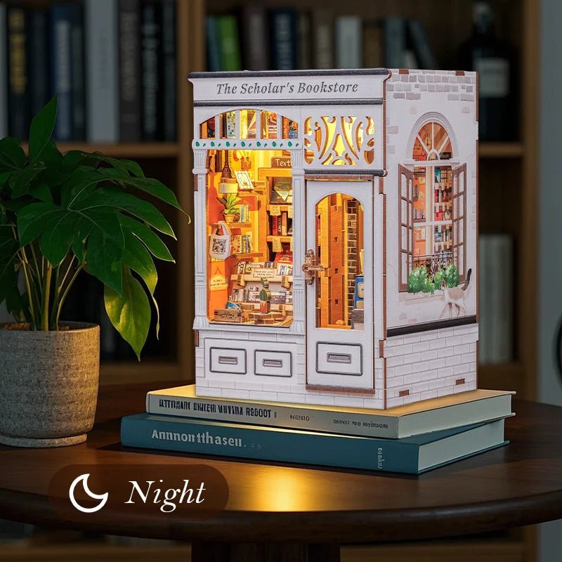 The Scholor's Bookstore DIY Book Nook Kit by HiNooki – Miniature Bookshelf Insert | Book Lovers Gift, Cozy Home Decor.