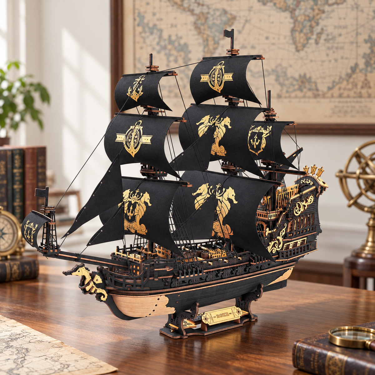The Seahorse Barque — daytime lights off (AI-assisted visualization)