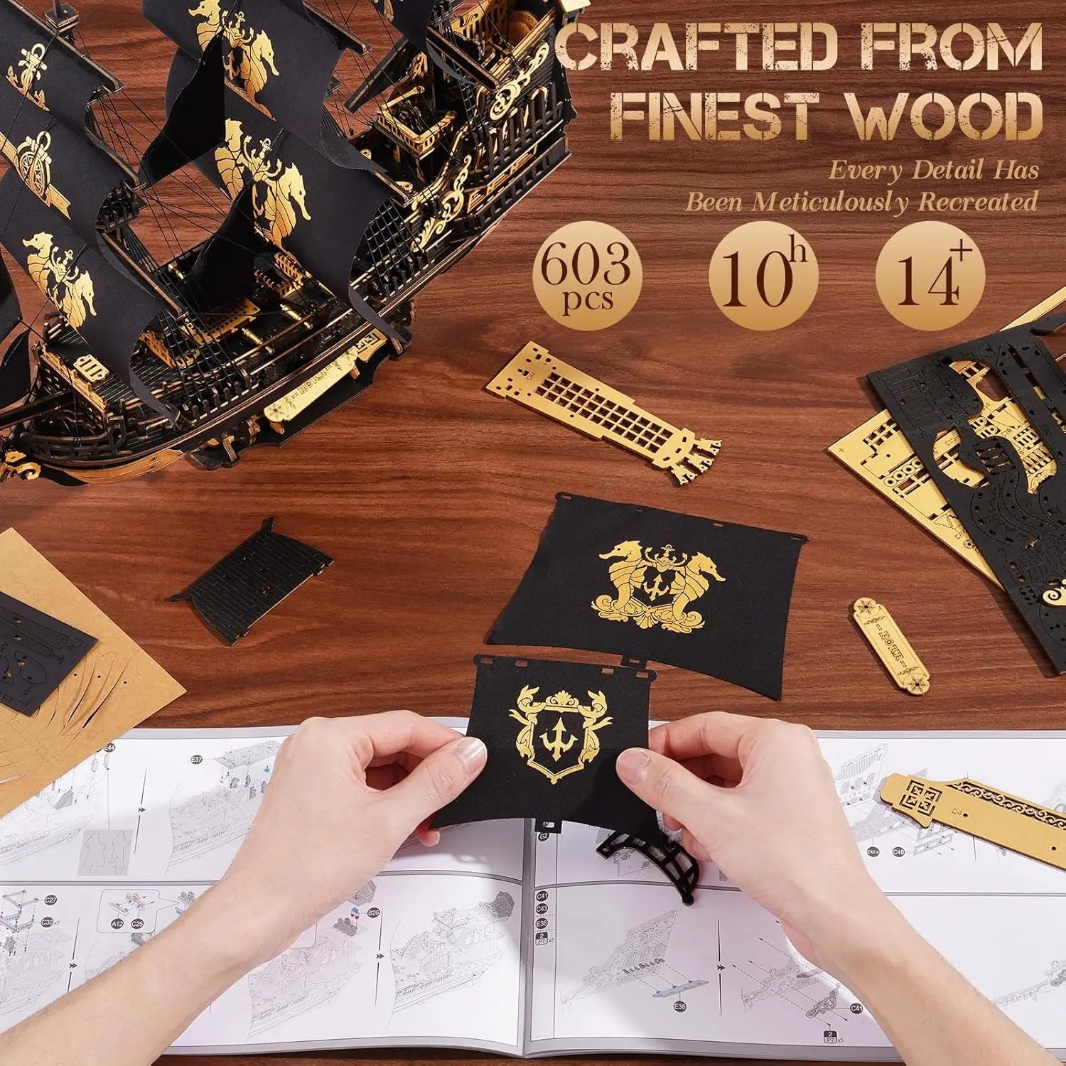 HiNooki - The Seahorse Barque3D Wooden Puzzles