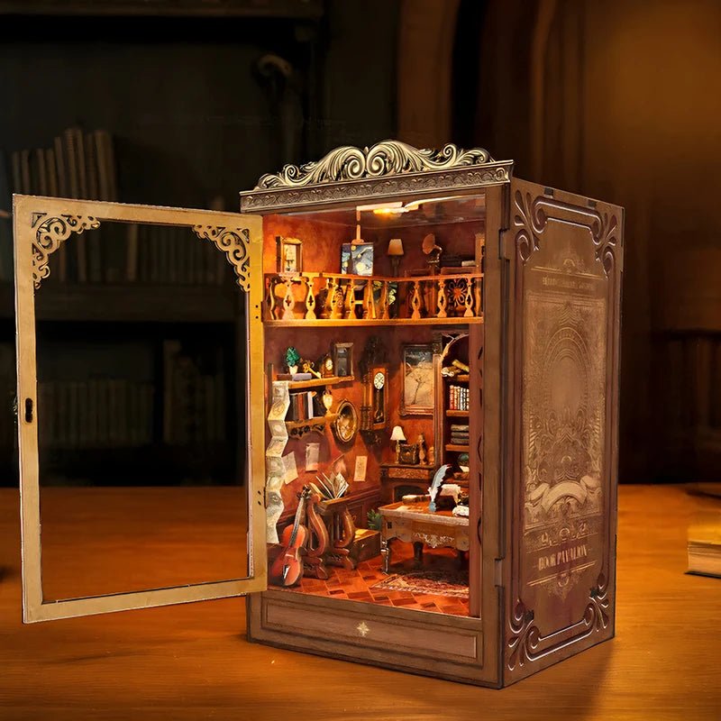 Time Book House DIY Book Nook Kit by HiNooki – Miniature Bookshelf Insert | Book Lovers Gift, Cozy Home Decor.