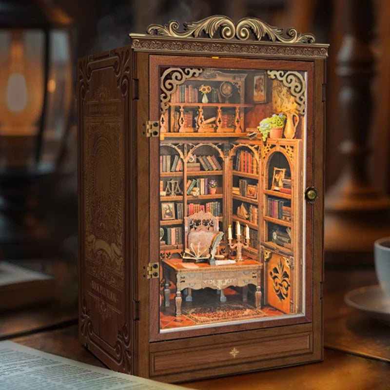 Time Book House DIY Book Nook Kit by HiNooki – Miniature Bookshelf Insert | Book Lovers Gift, Cozy Home Decor.