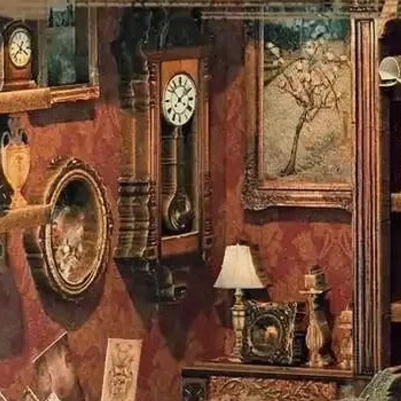 A pendulum clock above the mantel