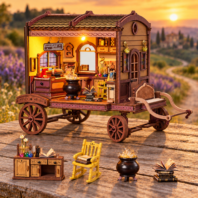 HiNooki - Wandering Wizard’s Wagon3D Wooden Puzzle