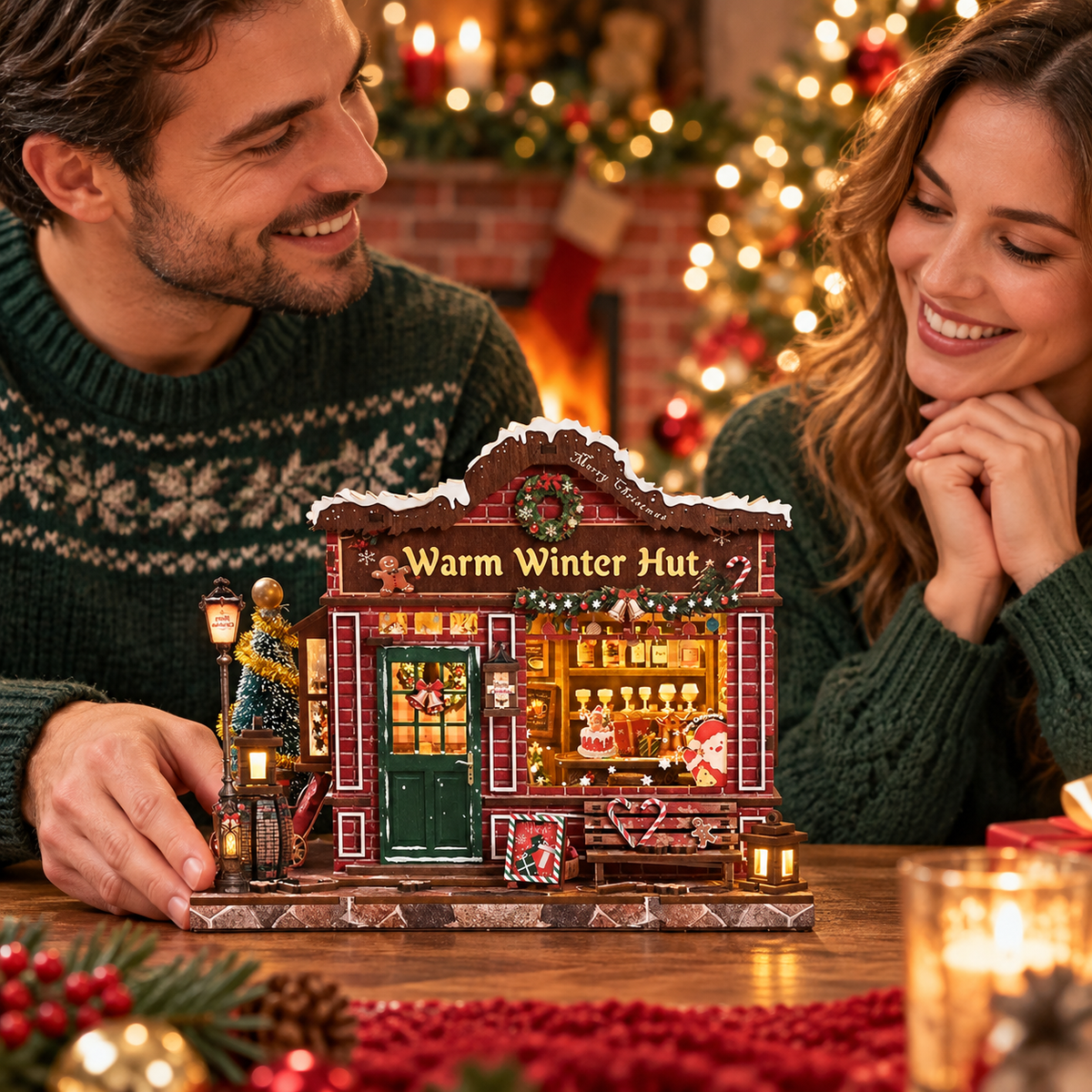 Warm Winter Hut — handmade gift scene