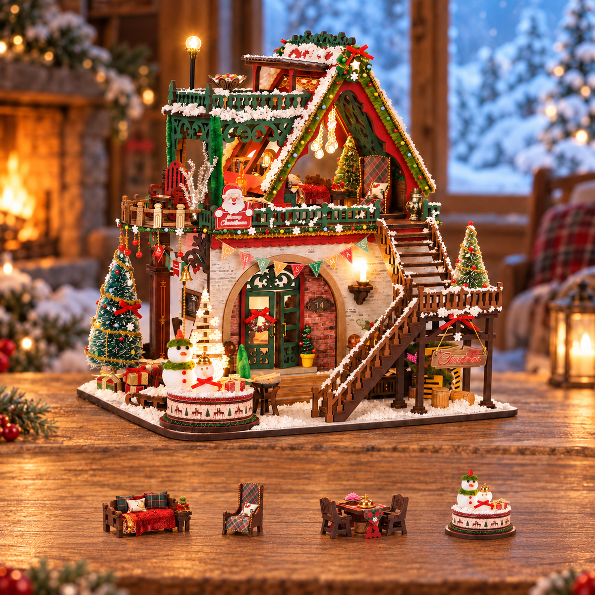 HiNooki - Winter Christmas CabinDIY Miniature House Kit