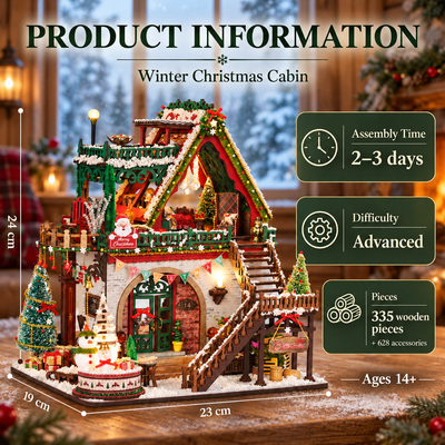HiNooki - Winter Christmas CabinDIY Miniature House Kit