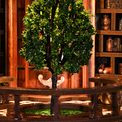 A tree above the books