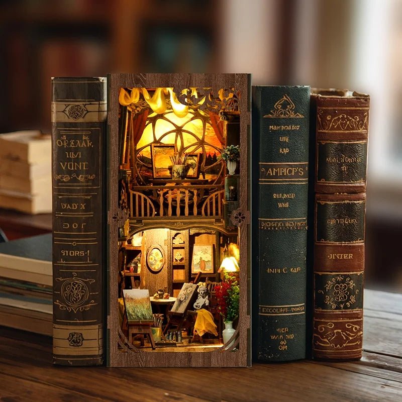 World in a Frame DIY Book Nook Kit by HiNooki – Miniature Bookshelf Insert | Book Lovers Gift, Cozy Home Decor.
