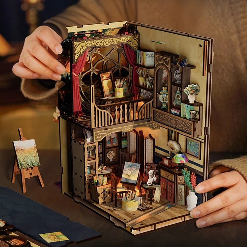 World in a Frame DIY Book Nook Kit by HiNooki – Miniature Bookshelf Insert | Book Lovers Gift, Cozy Home Decor.