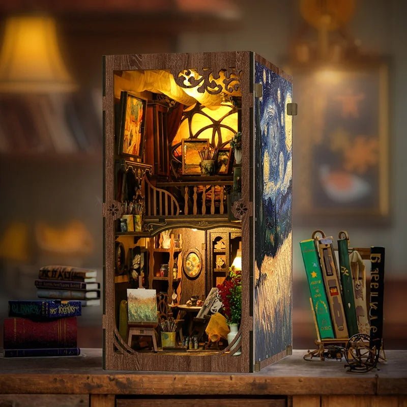 World in a Frame DIY Book Nook Kit by HiNooki – Miniature Bookshelf Insert | Book Lovers Gift, Cozy Home Decor.